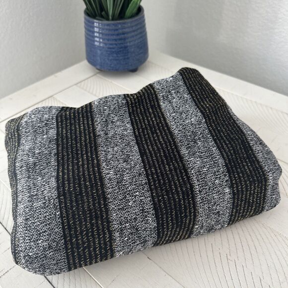 2.5 YARDS 67" Wide Fabric Quality Stretch Lightweight Black Gray Striped Shimmer - Picture 1 of 7